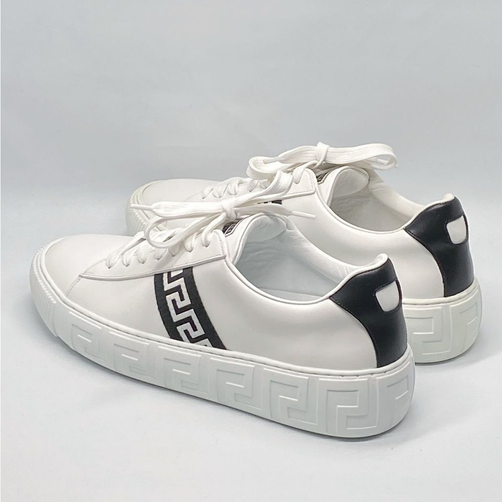 Versace La Greca Ribbon-Trim Leather Sneakers size 40 - Picture 10 of 13